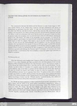 The British Challenge To Ottoman Authority In Yemen