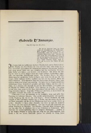 Gabrielle D'Annunzio. Von Wilhelm Kiefer.