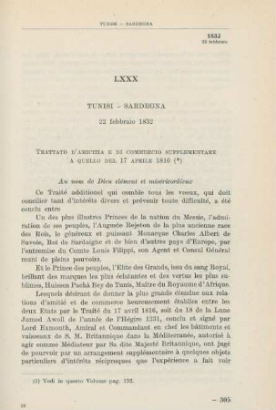 LXXX Tunisi - Sardegna 22 febbraio 1832