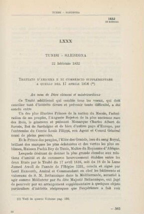 LXXX Tunisi - Sardegna 22 febbraio 1832