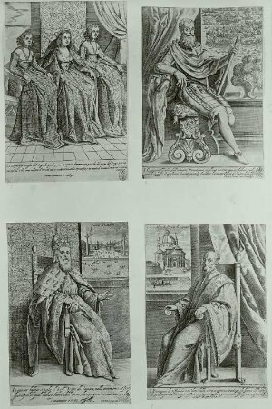 4 Kostümdarstellungen: Dogaressa, Admiral, Doge, Prokurator
