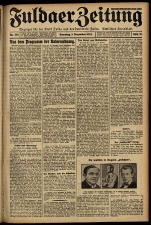 Erste Ausgabe vom Samstag, den 05. Dezember 1931.