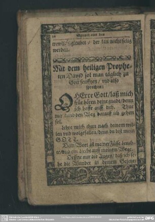 Mit dem heiligen Propheten David sol man täglich zu Gott seuffzen, und also sprechen