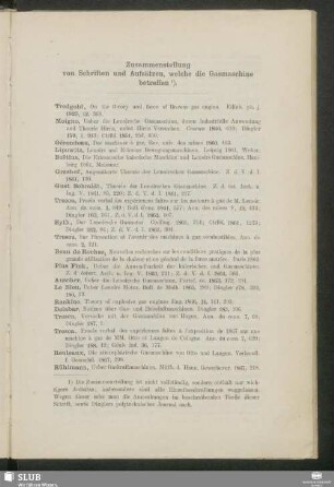 Zusammenstellung von Schriften und Aufsätzen, welche die Gasmaschine betreffen