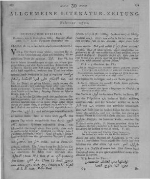 Hārit Ibn-Hilliza al-Bakrī al-: Harethi Moallakah cum scholiis Zouzenii. E codice manuscripto arabice edidit, vertit et illustravit Wyndham Knatchbull. Oxford: Clarendon 1820 (Beschluss der im vorigen Stück abgebrochenen Recension)