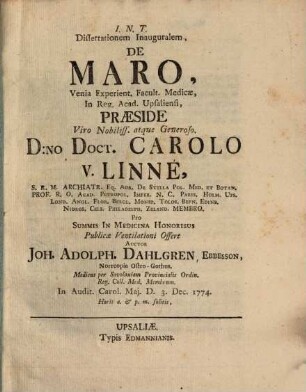 Diss. inaug. de maro