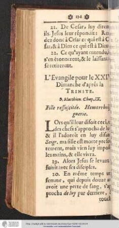 L'Evangile pour le XXIV. Dimanche d'aprés la Trinité