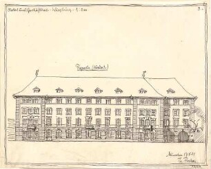 Fischer, Theodor; Würzburg; Hotel und Geschäftshaus - Nordseite (Ansicht)