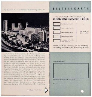 Bestellkarte für die Veröffentlichung " Wiederaufbau Hansaviertel Berlin" (Karte)