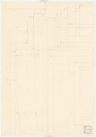 Park Hotel, Posen: Festsaal, Vertäfelung, Spiegel, Heizkörperverkleidung: Detail 1:1