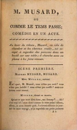 M. Musard ou Comme le Tems passe : Comédie en un acte, en prose