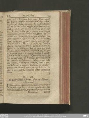 Cap. VII. De Exercitione Actionis, sive de Actine instituenda.