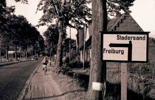 Freiburg/Elbe: Schild, links Richtung Freiburg