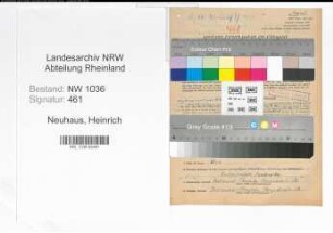 Entnazifizierung Heinrich Neuhaus , geb. 09.11.1897 (Steiger)