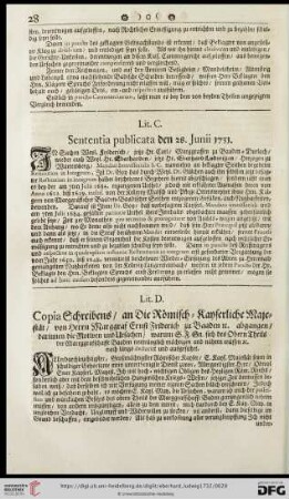 Lit. C. Sententia publicata den 28.Junii 1731