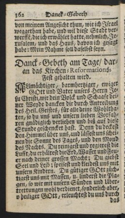 Danck-Gebeth am Tage/ daran das Kirchen-Reformations-Fest gehalten wird