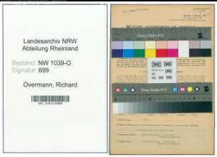Entnazifizierung Richard Overmann , geb. 08.03.1907 (Angestellter)