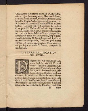 Bir-Cir, Literae Pacificationis Publ.