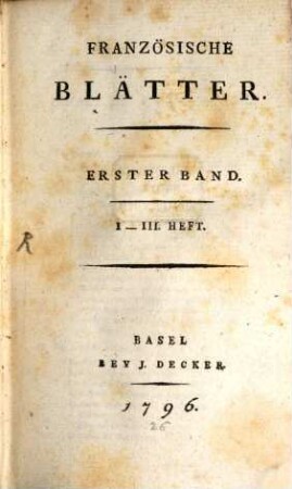 Französische Blätter. 1796. H. 1 - 4