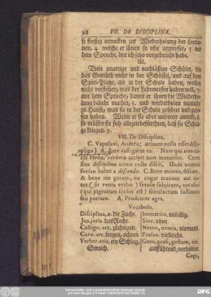 VII. De Disciplina.