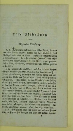 Erste Abtheilung. Allgemeine Einleitung