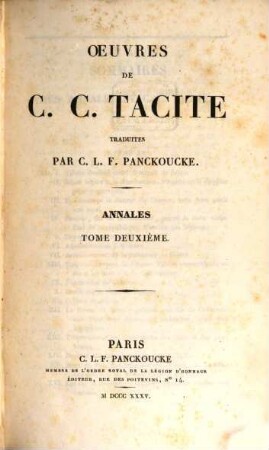 Oeuvres de C. C. Tacite, 2. Annales