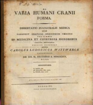 De varia humani cranii forma : diss. inaug. med.