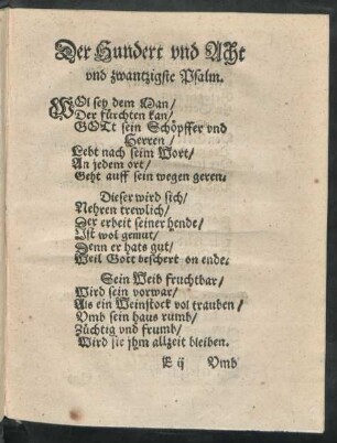 Der Hundert und Acht und zwantzigste Psalm.
