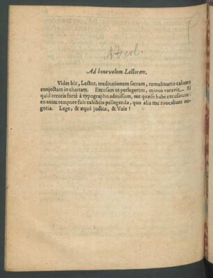Ad benevolum lectorem