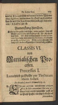 Classsis VI. von Martialischen Processen