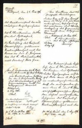 Abschrift interner Schriftwechsel