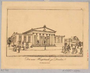 Die Altstädtische Hauptwache (Schinkelwache) in Dresden, 1832 gebaut, Blick nach Nordwesten