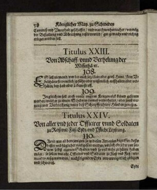Titulus XXIV. Von aller und jeder Officirer und Soldaten zu Roß und Fuß