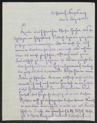 Brief von Herbert Eulenberg an Gerhart Hauptmann