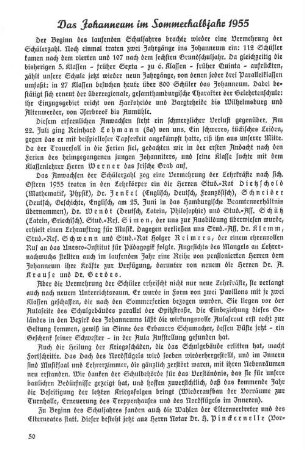 Das Johanneum im Sommerhalbjahr 1955
