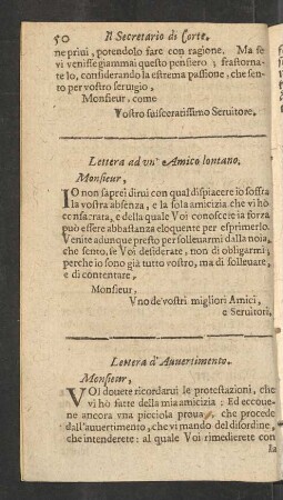 Lettera ad un' Amico lontano.