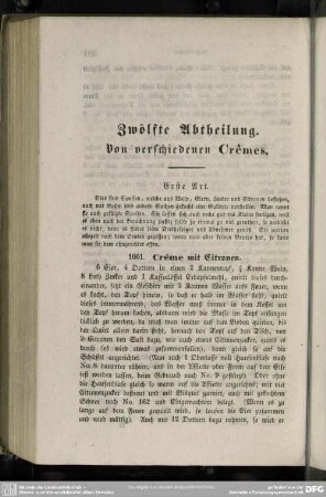 Zwölfte Abtheilung. Von verschiedenen Crêmes