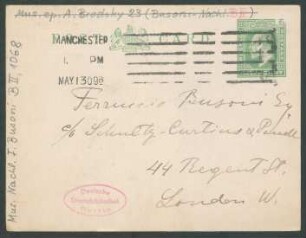 Postkarte an Ferruccio Busoni : 13.05.1909