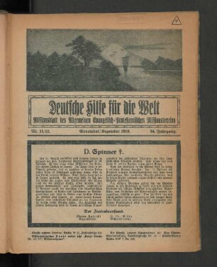 Nr. 11/12. November/Dezember 1918. 34. Jahrgang