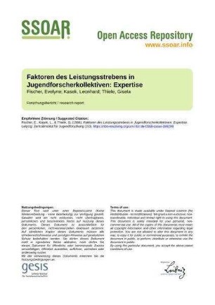 Faktoren des Leistungsstrebens in Jugendforscherkollektiven: Expertise