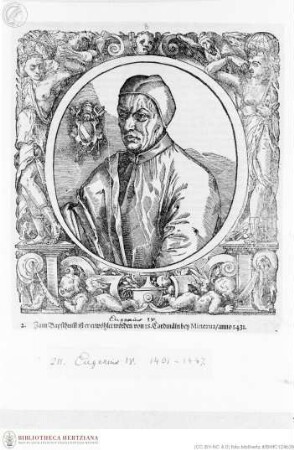 Illustrationen aus Jobin, Bernhard, Accuratae Effigies Pontificum Maximorum (...). Straßburg 1573, Eugen IV., Papst, Porträt