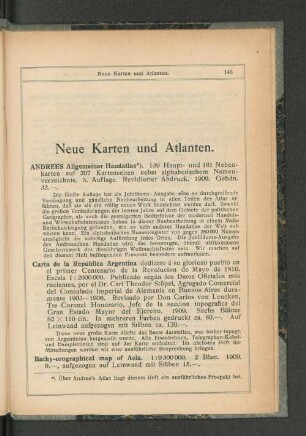 Neue Karten und Atlanten.