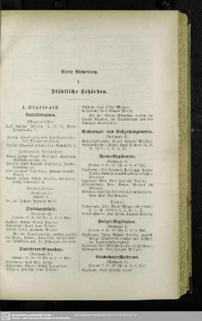 Vierte Abtheilung. Behördenverzeichnis