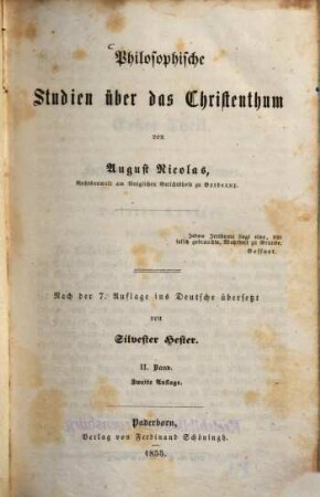 Philosophische Studien über das Christenthum, 2