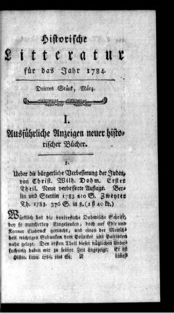 Drittes Stück, März.