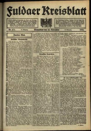 Zweite Ausgabe vom Samstag, den 26. November 1910.