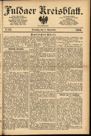 Ausgabe vom Dienstag, den 04. September 1894.