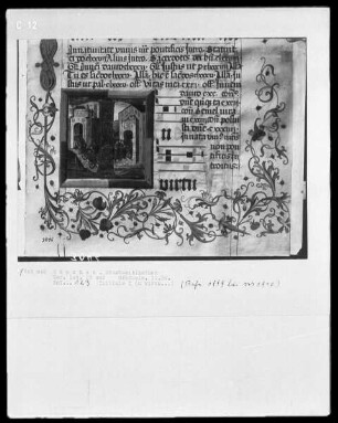 Graduale in zwei Bänden und ein dazugehöriges Antiphonar — Graduale — Initiale I (n virtu) mit einem Begräbnis, Folio 123recto