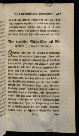 405-416, Von innerlichen Geschwülsten und Gewächsen (tumores interni)