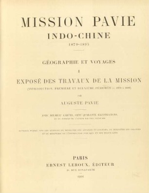 [Géographie], 1: Exposé des travaux de la mission : (introduction. Première et deuxième périodes